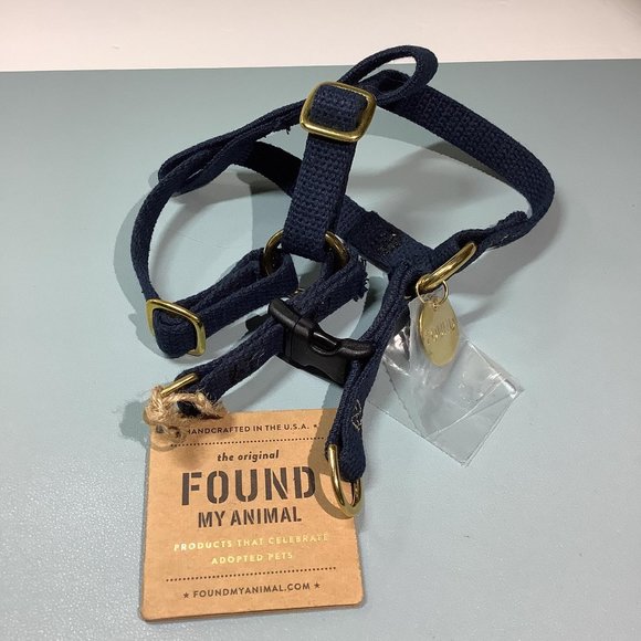 NWT Found My Animal Classic Cotton Dog Harness, Navy Size S small